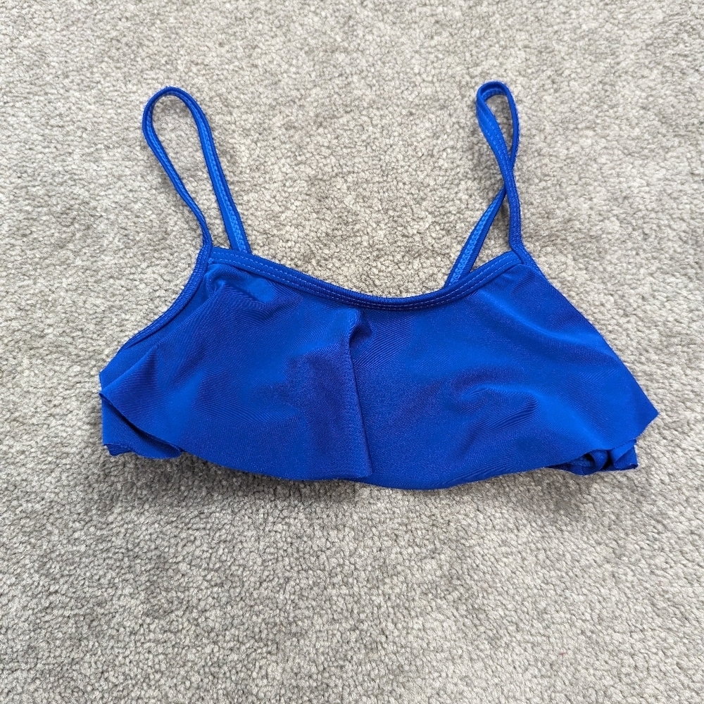 Girls' Royal Blue Ruffle Swim Top - Stylish Poolside Essential, Size 5-6 Years